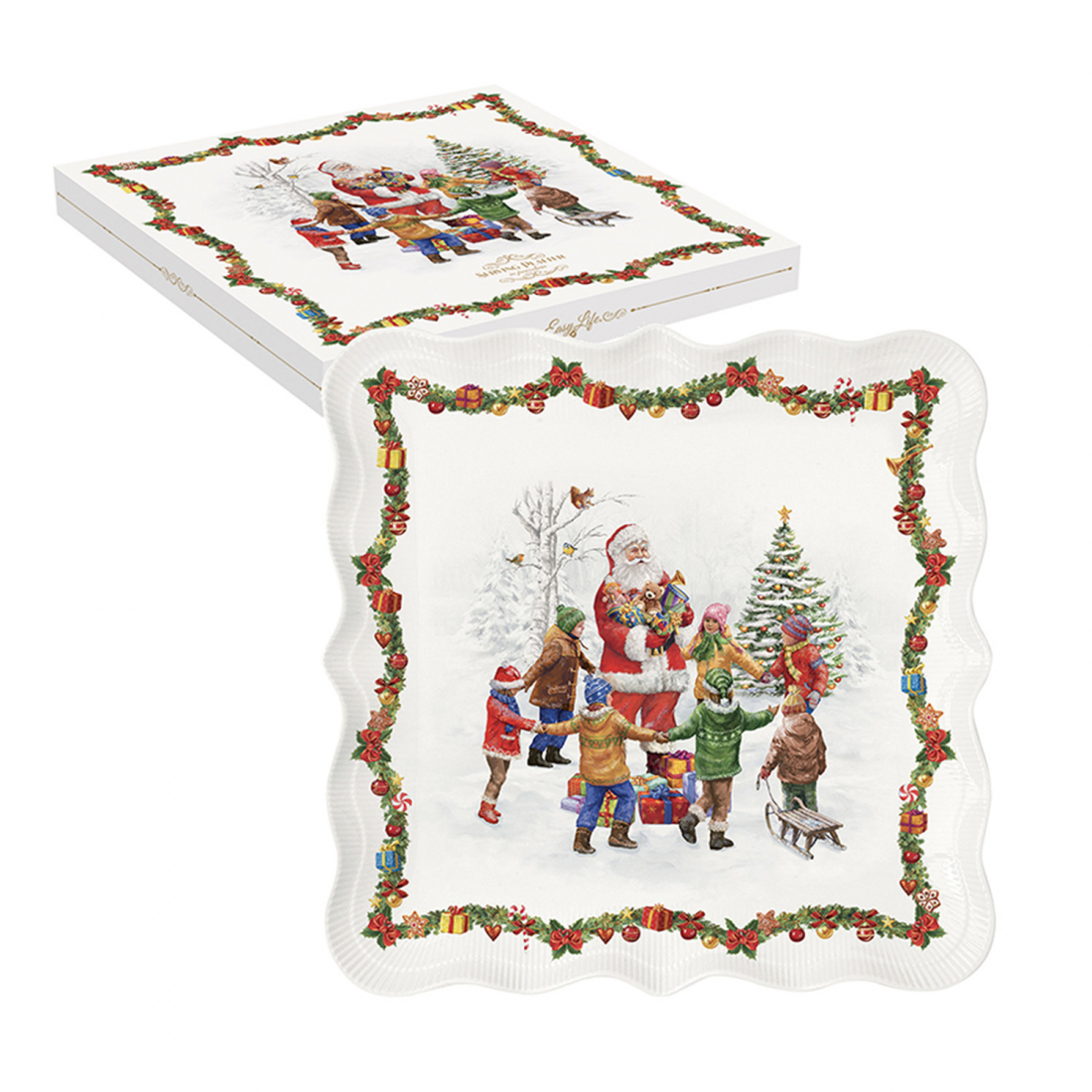 Servierplatte Aus Schweinefleisch, 30 x 29,5 cm, In Farbbox, Weihnachtstanz