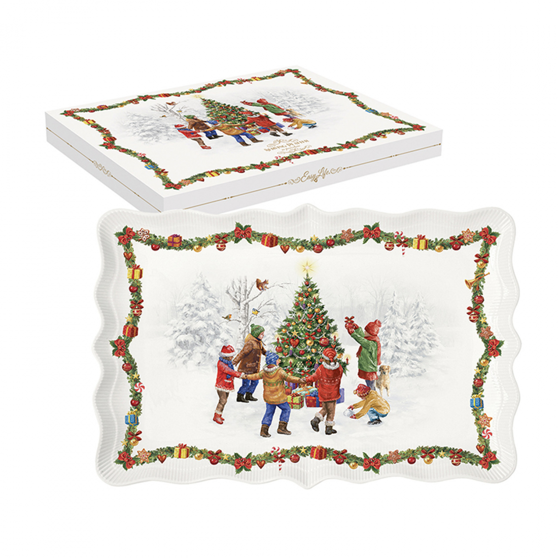 Servierplatte Aus Schweinefleisch, 35 x 23,5 cm, In Farbbox, Weihnachtstanz