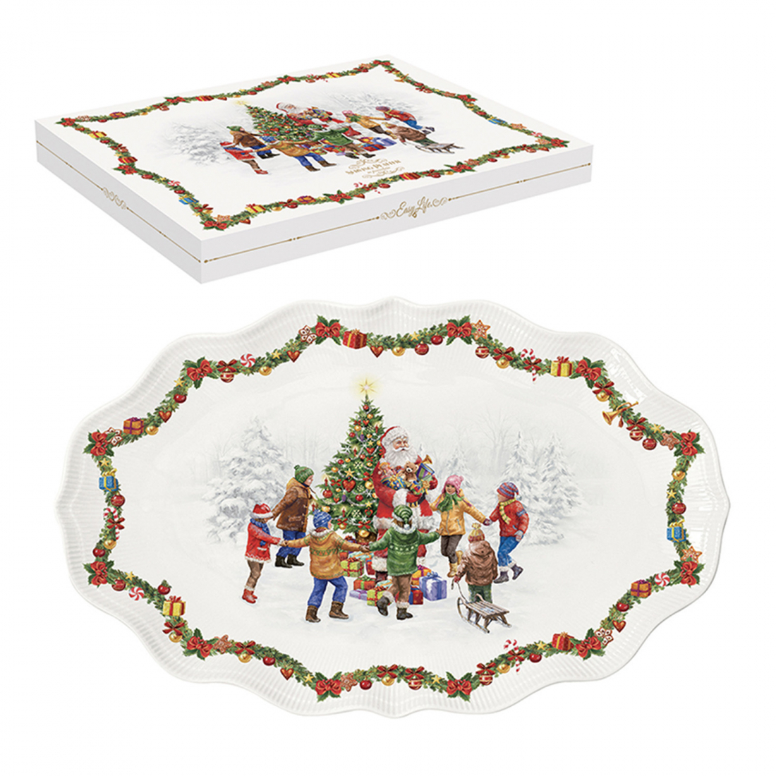 Servierplatte Aus Schweinefleisch, 40 x 25,5 cm, In Farbbox, Weihnachtstanz