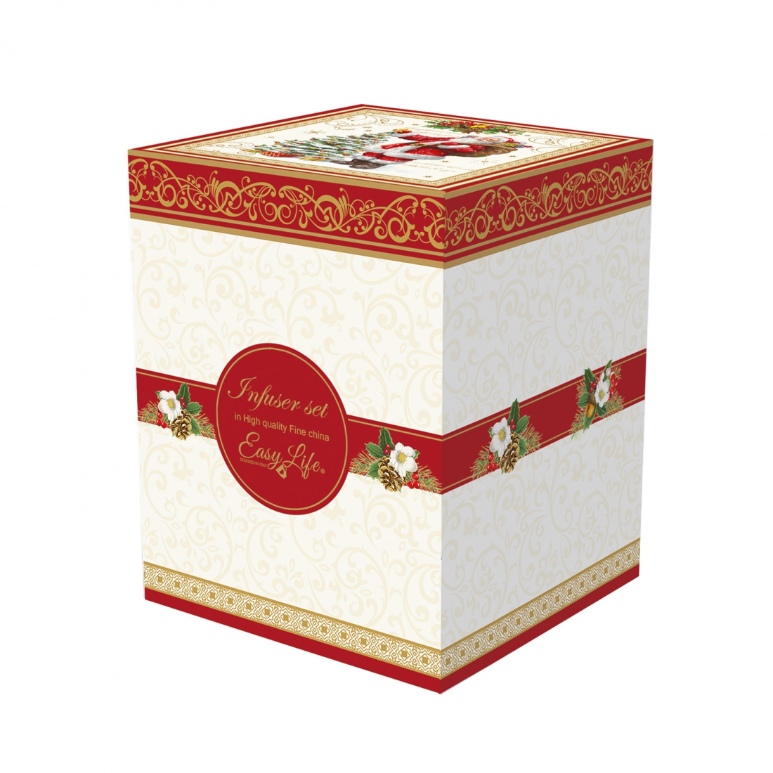 Porzellantasse Und Untersetzer Mit Teesieb In Der Farbbox „Magische Weihnachten“