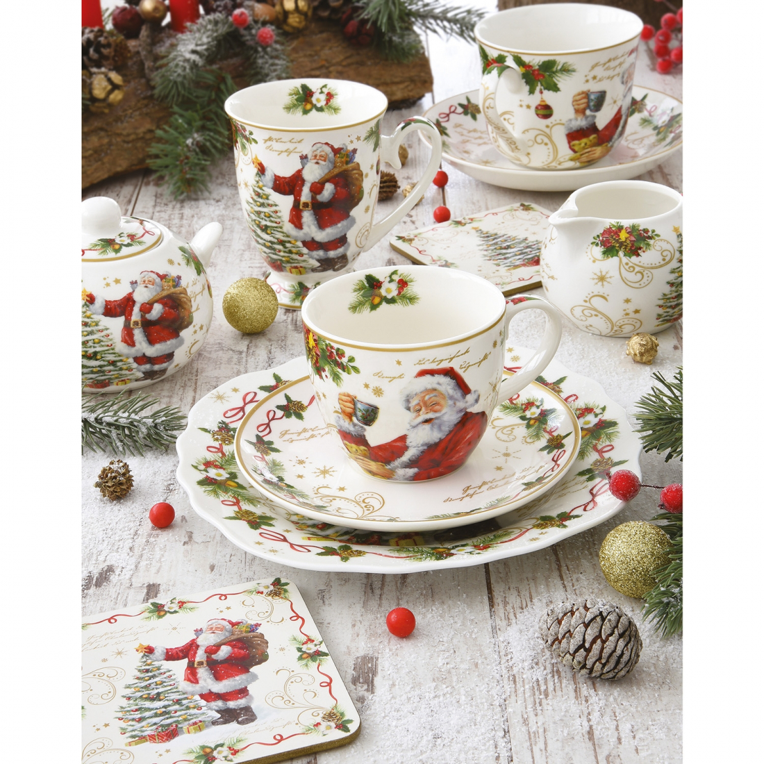 1 lt Porcelain Teapot With Magic Christmas Infuser