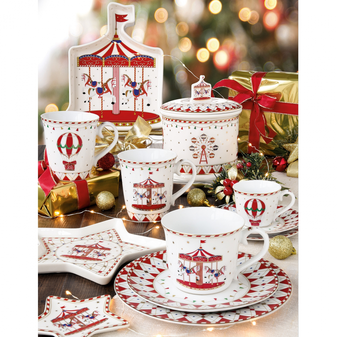 Service De 6 Assiettes À Apéritif/Dessert Ø 19 cm. Pays Des Merveilles De Noël