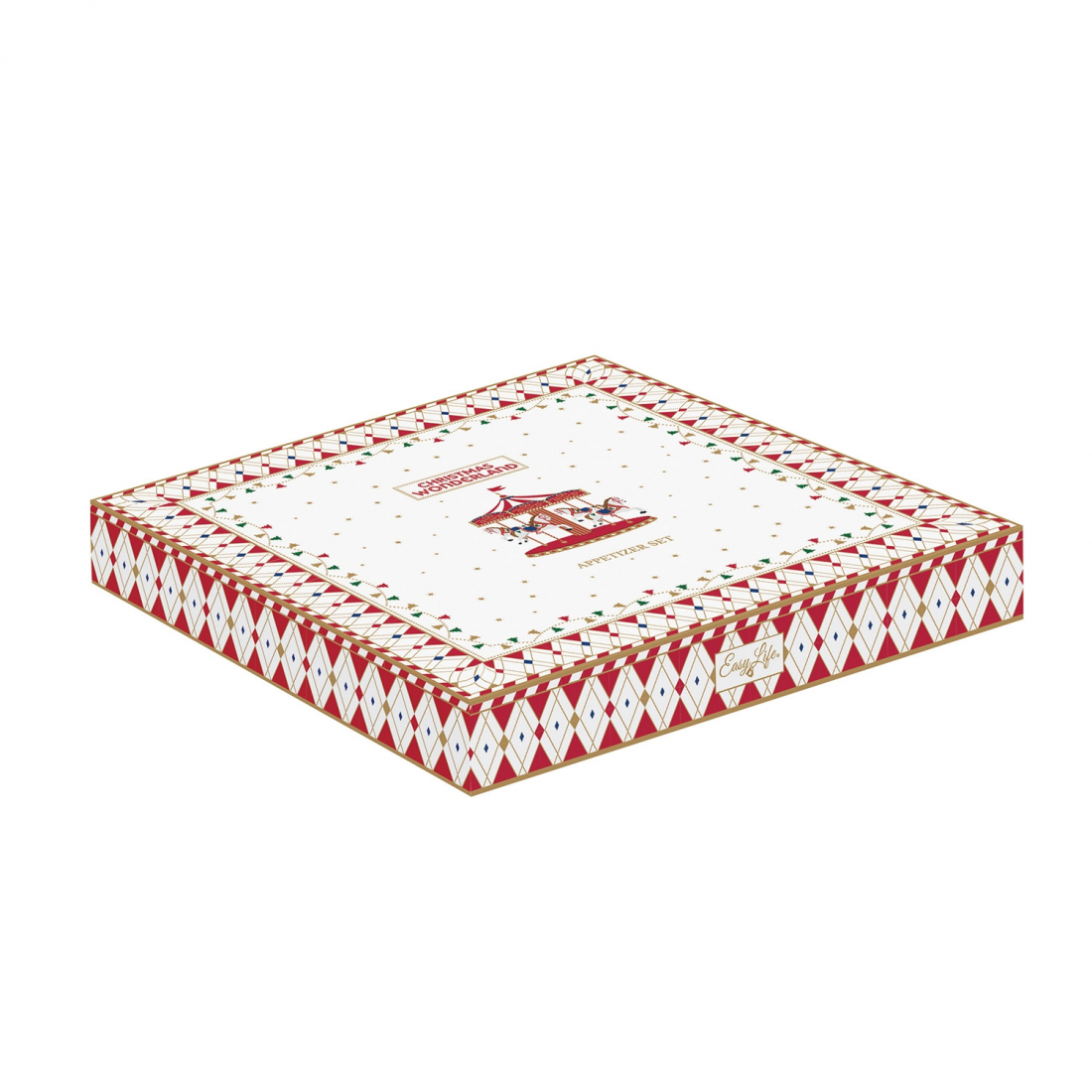 Service À Apéritif Ø 25 cm Avec 6 Coupes Et Socle En Bambou - Pays Des Merveilles De Noël