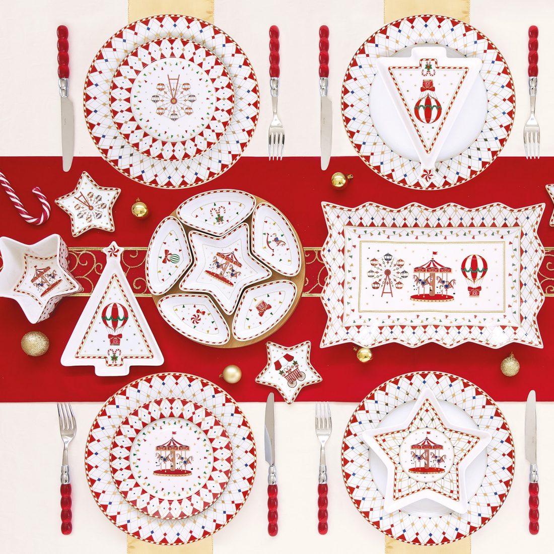 Service À Apéritif Avec 3 Bols Et Plateau En Bambou 21×25 cm Christmas Wonderland