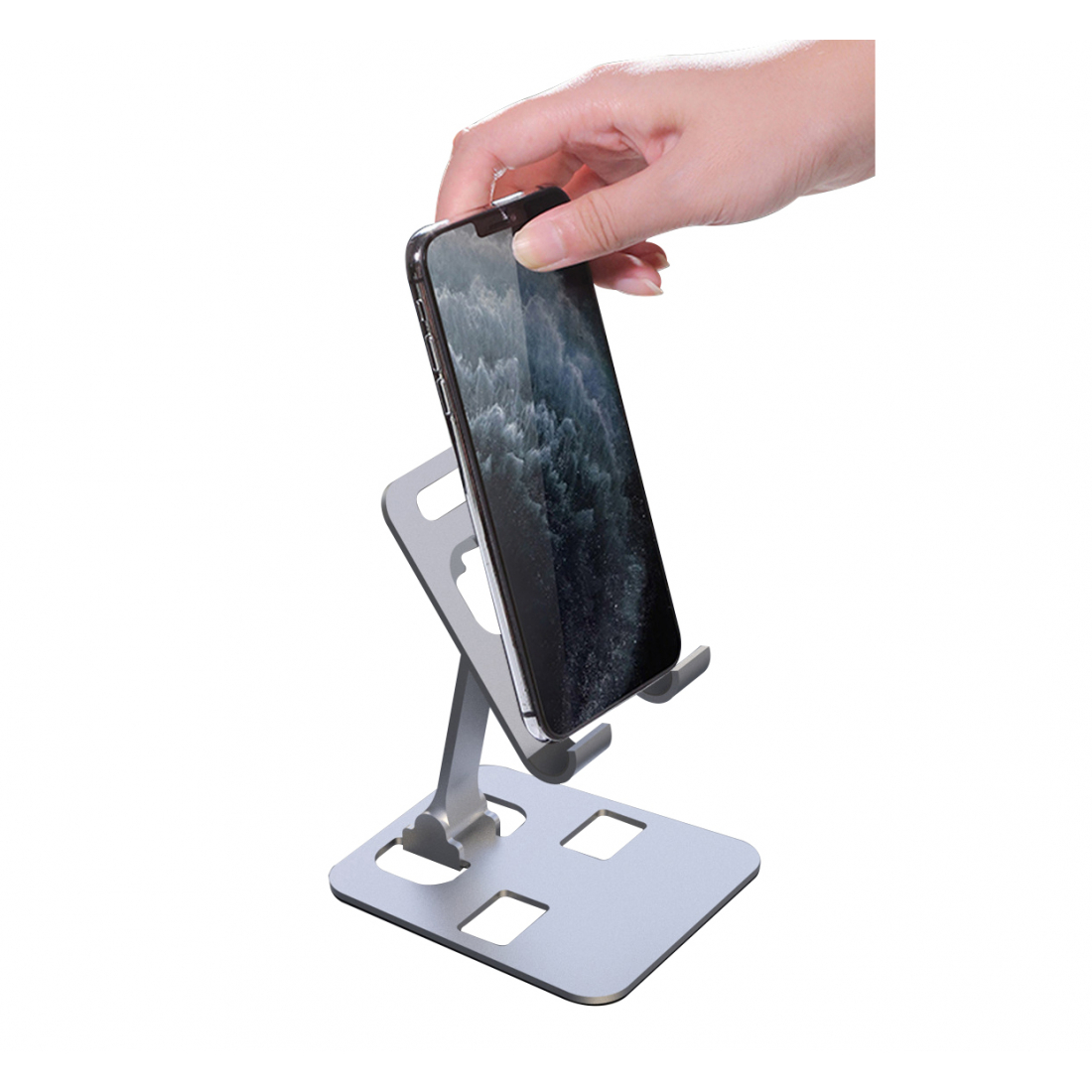 Adjustable Universal High-Quality Aluminum Smartphone and Tablet Stand - Silver