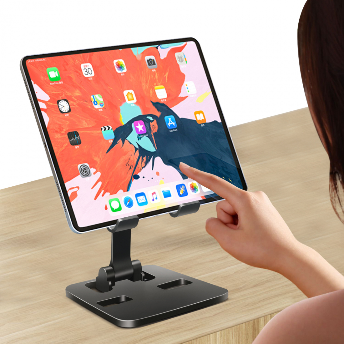 Adjustable universal mobile phone holder made of high-quality aluminum - Black