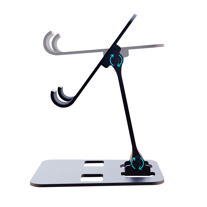 Adjustable universal mobile phone holder made of high-quality aluminum - Black