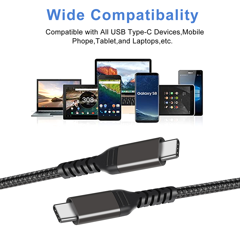 60W Reinforced Nylon USB-C to USB-C Cable - 1M Black