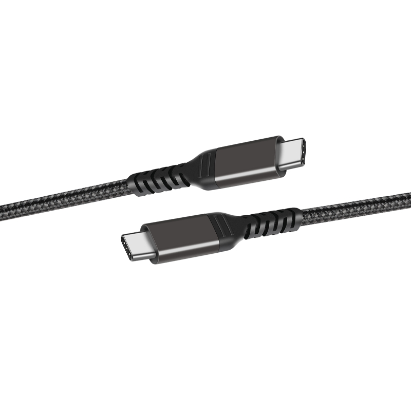 Pack of 3 USB-C to USB-C cables in reinforced nylon, 60W - 1M black