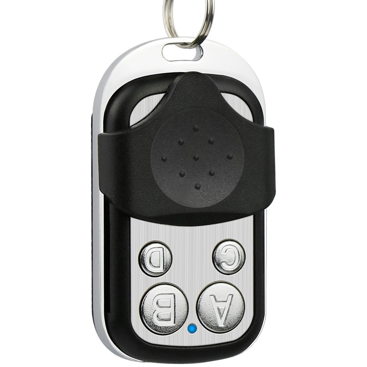 Universal wireless remote control for garage doors with 4 transmitter buttons