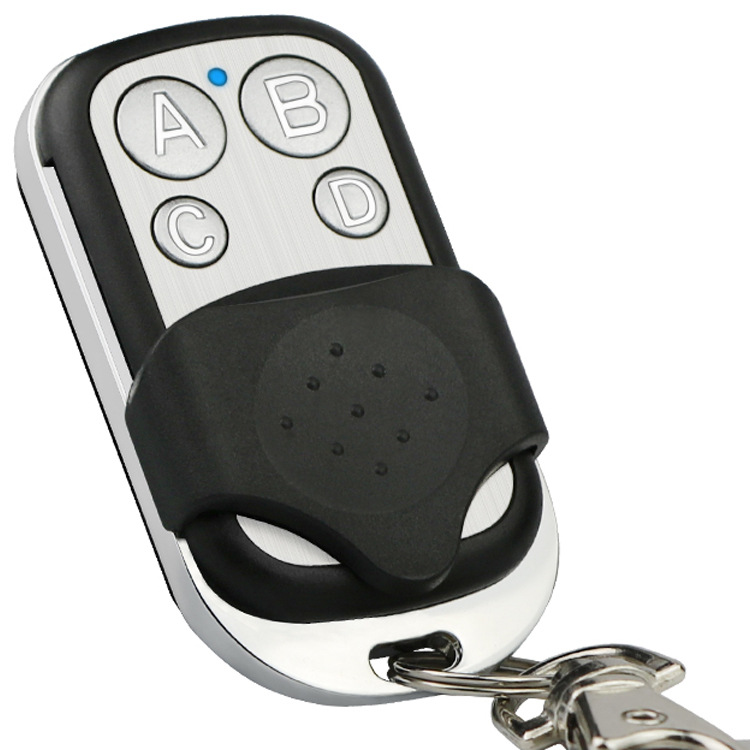 Universal wireless remote control for garage doors with 4 transmitter buttons