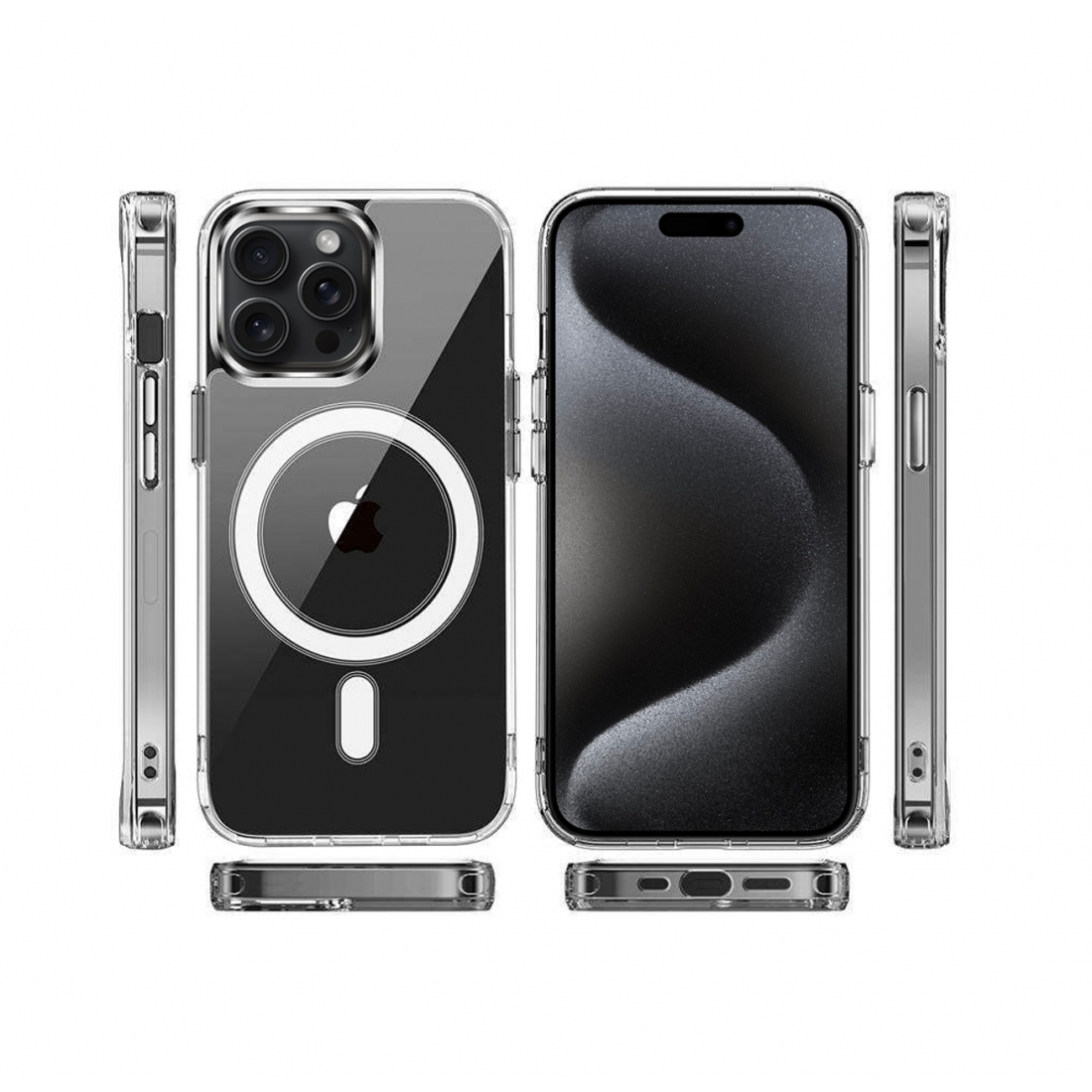 5-in-1-Set für iPhone 15 Plus

15 Plus: MagSafe Magnet-Schutzhülle

2 Kameraabdeckungen

2 Displayschutzfolien aus gehärtetem G