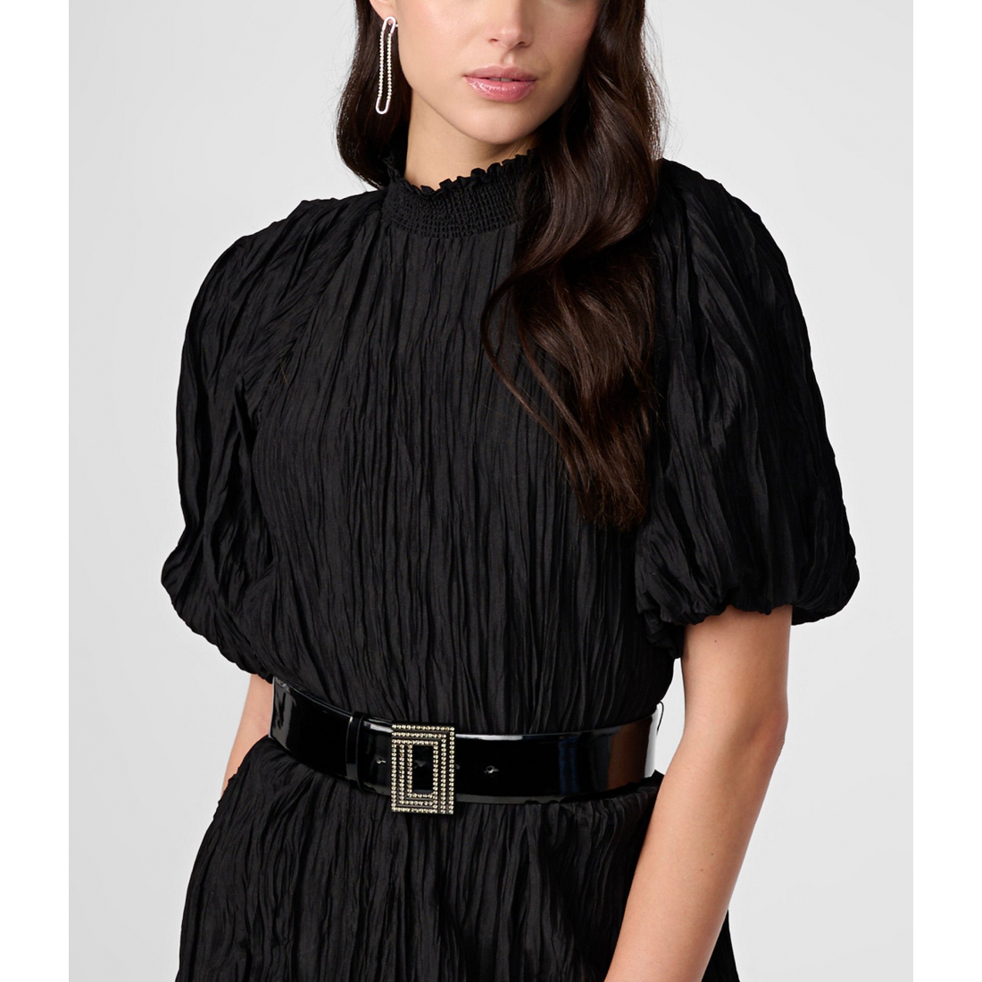 Women's 'Metallic Puff Sleeve' Mini Dress