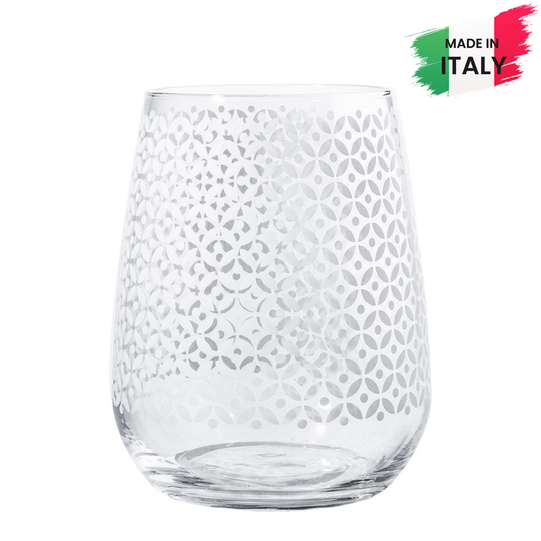 'Gelsomino Serigraphy' Water Glass Set - 350 ml, 6 Pieces