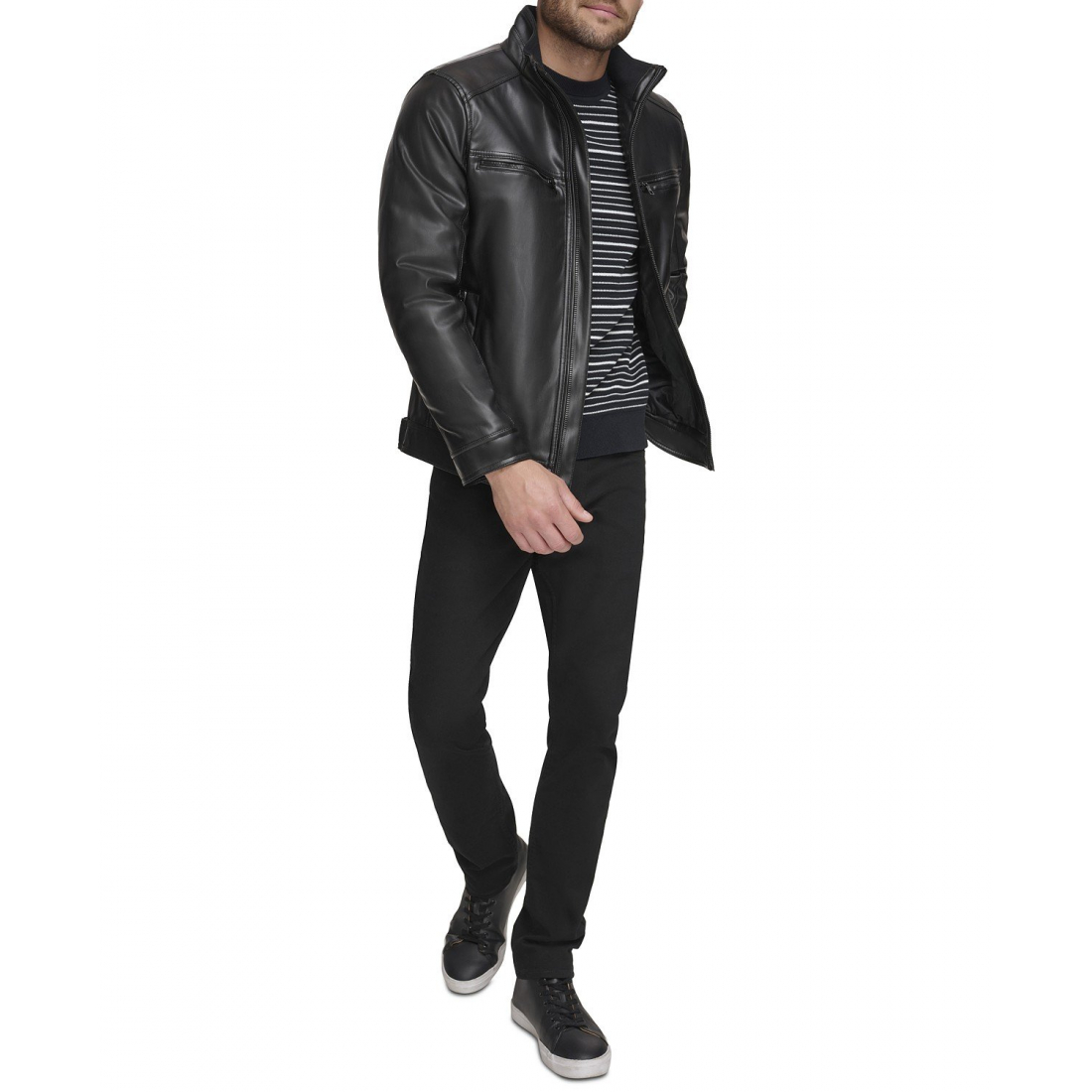 'Faux Leather Moto Jacket' Bikerjacke für Herren