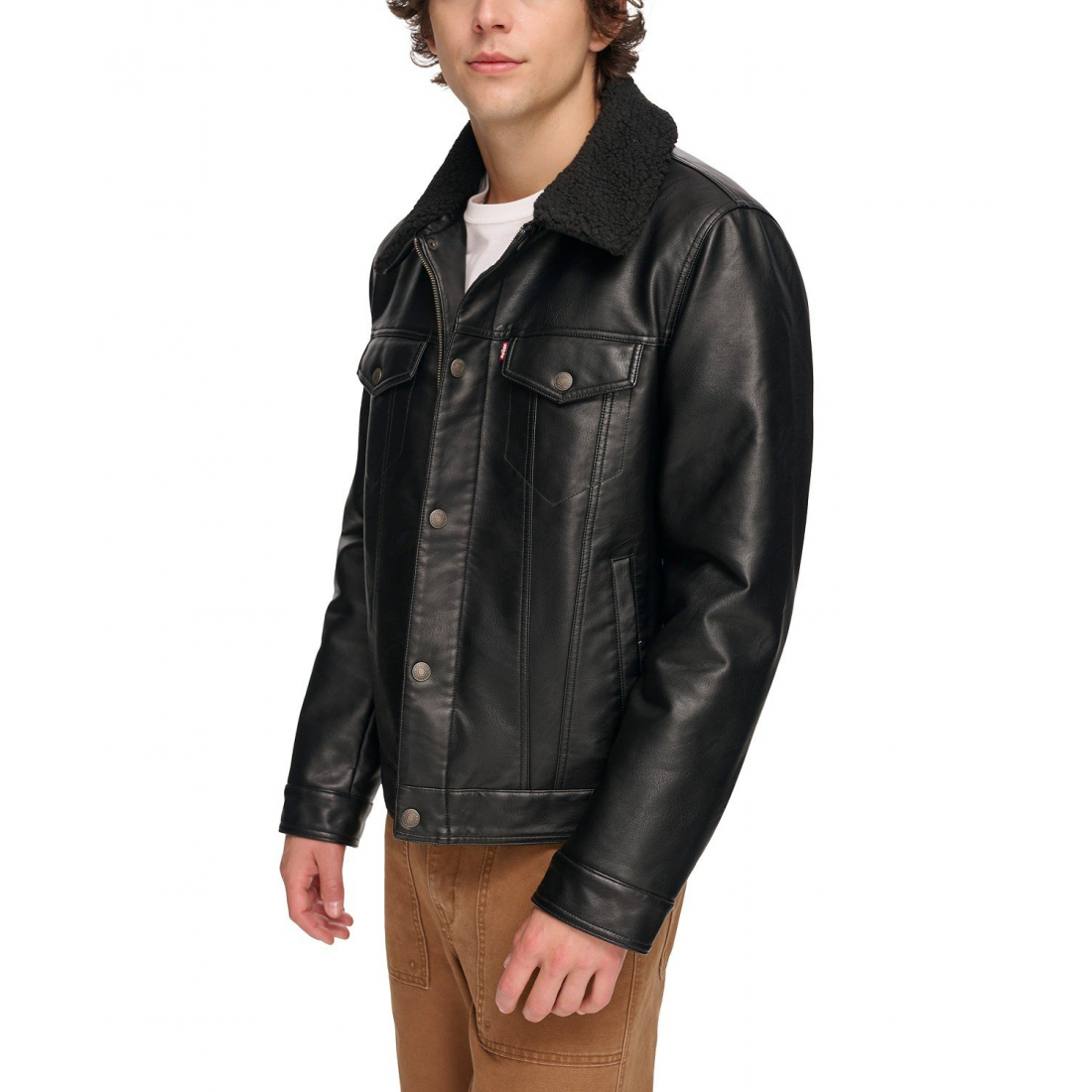 Veste 'Sherpa-Trim Faux-Leather' pour Hommes