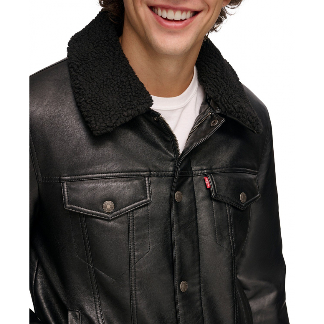 Veste 'Sherpa-Trim Faux-Leather' pour Hommes