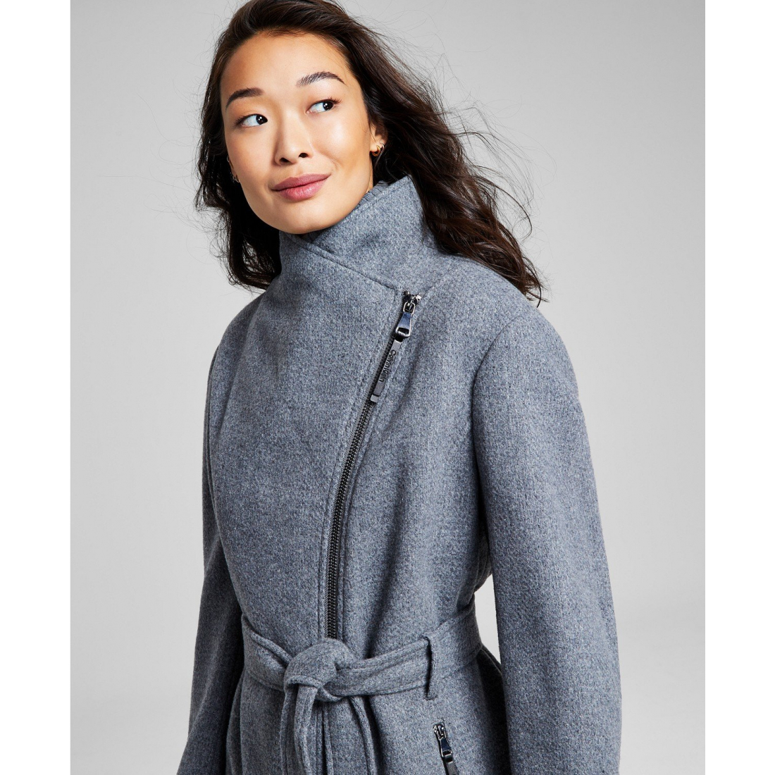 Women's 'Wool Blend Wrap' Belted Coat