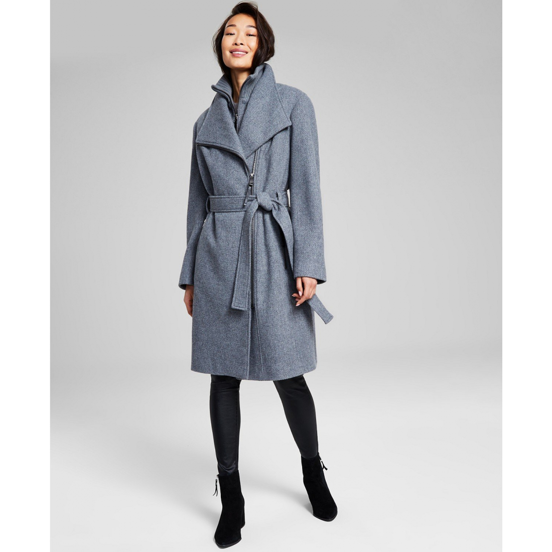 Women's 'Wool Blend Wrap' Belted Coat