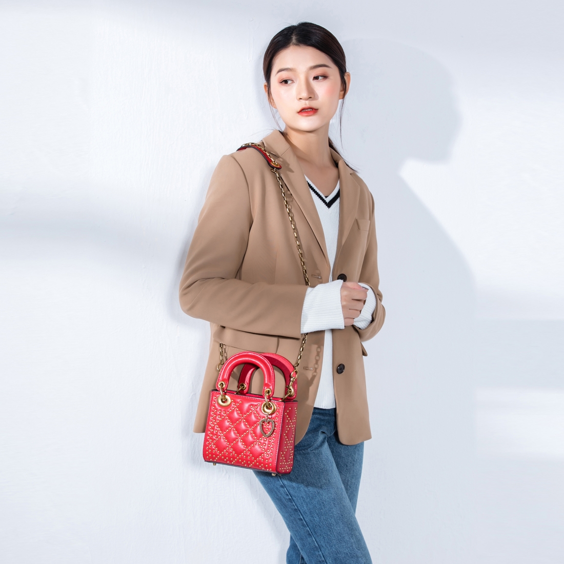 Sac à main  en Cuir de veau pour Femmes - Large