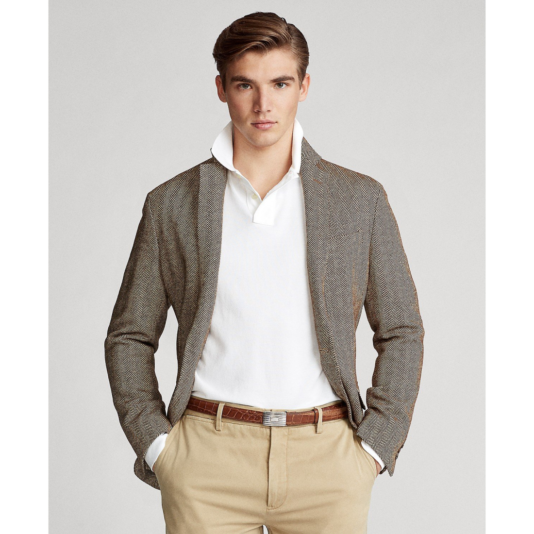 'Classic Fit Long Sleeve Mesh Polo' pour Hommes