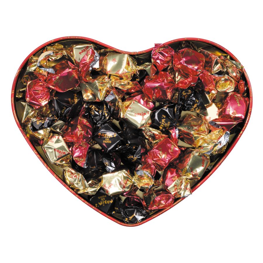 Grande Boîte Métal Coeur | 3 Variétés De Chocolat