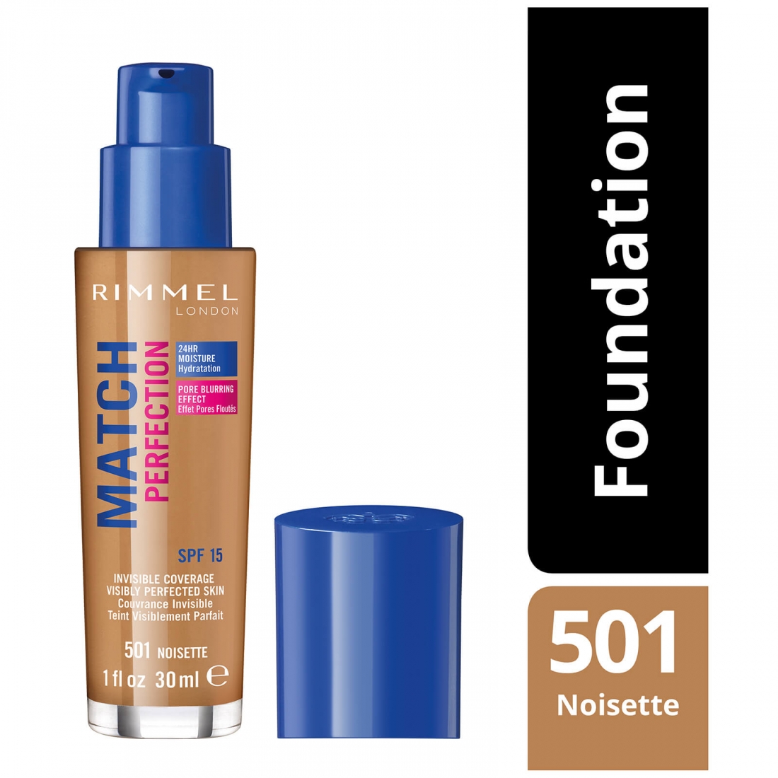 Fond de teint 'Match Perfection' - 501 Noisette 30 ml