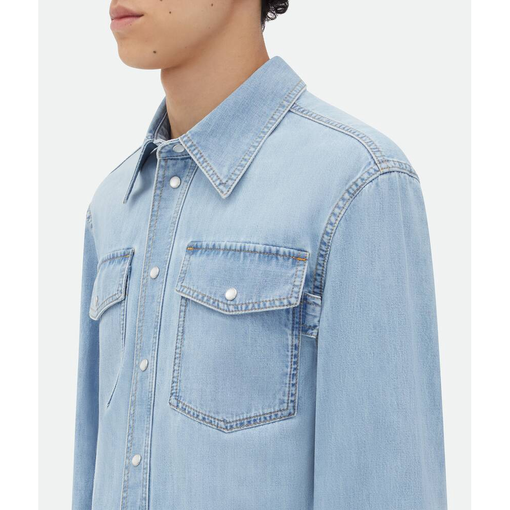 'Light Bleached' Denim-Hemd für Herren