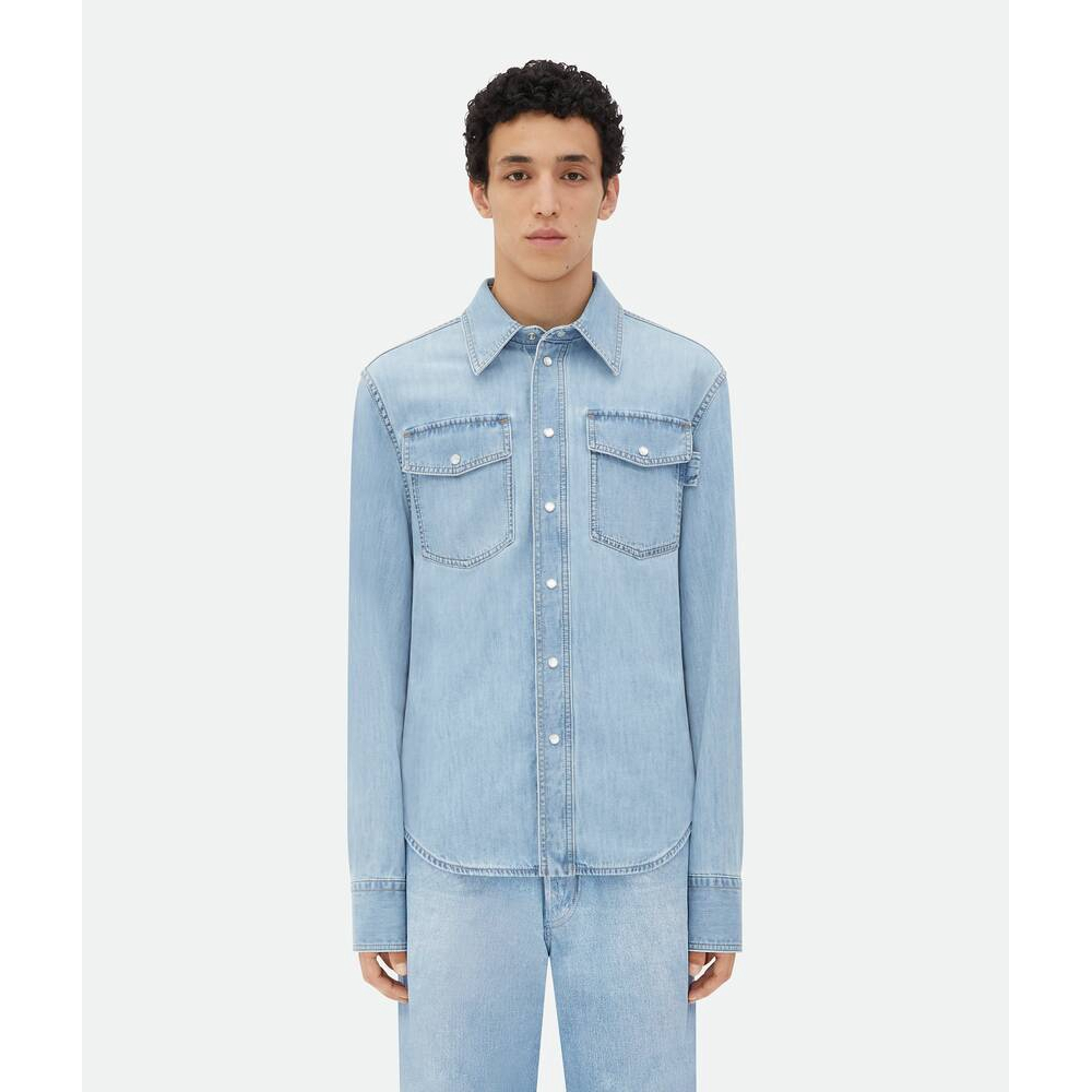 'Light Bleached' Denim-Hemd für Herren