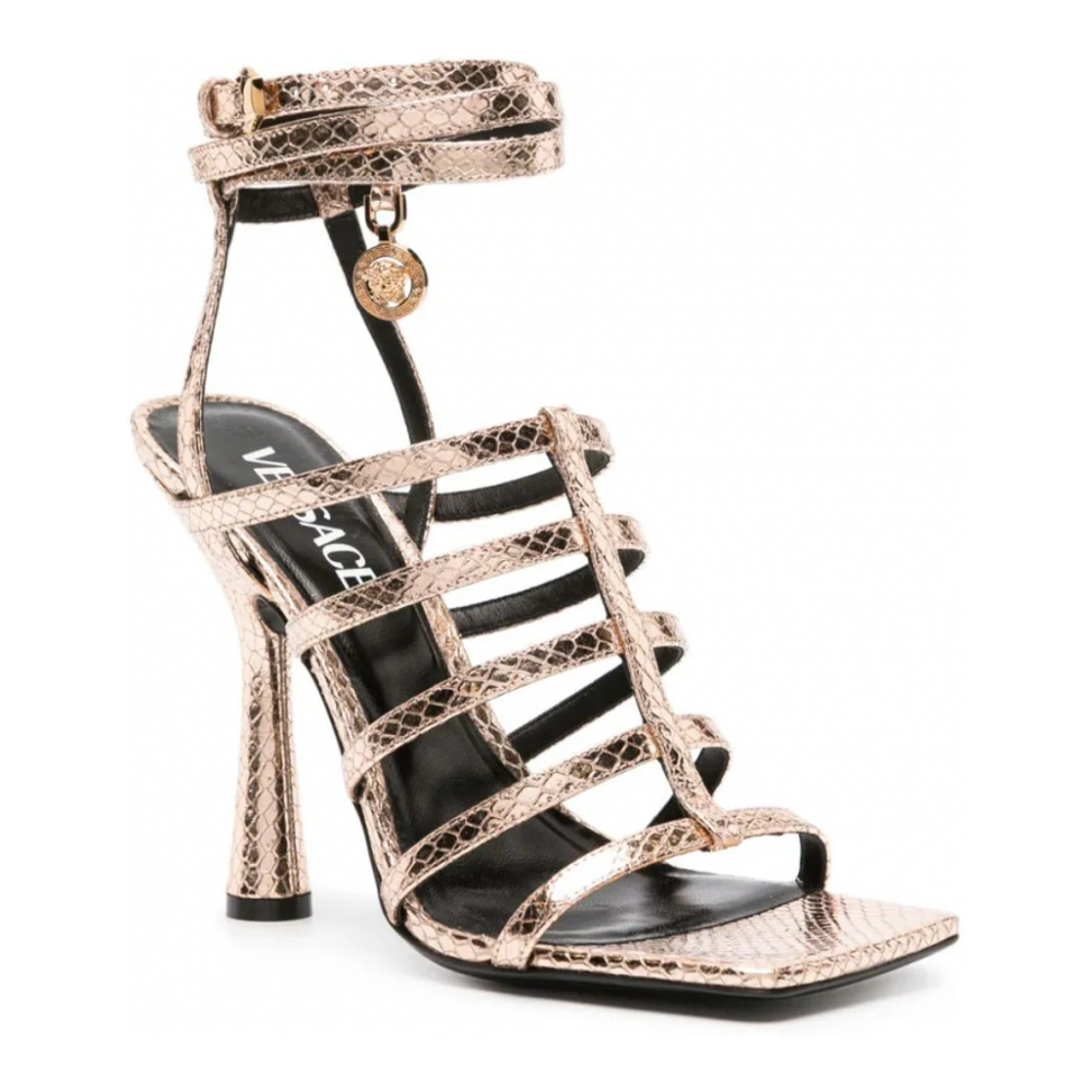 Women's 'Medusa-Embellished Caged' High Heel Sandals