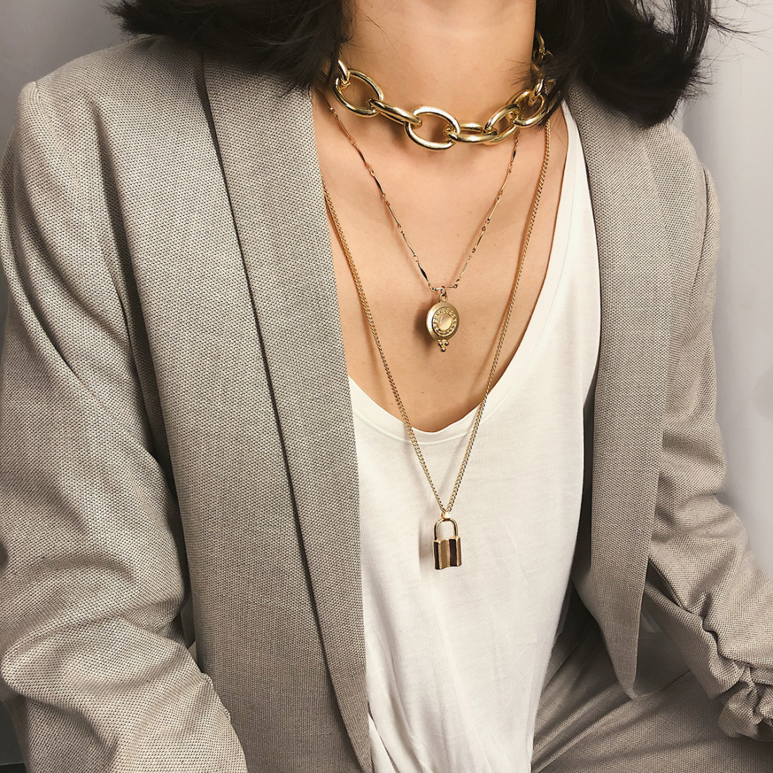 Women's 'Double Layer Lock' Necklace