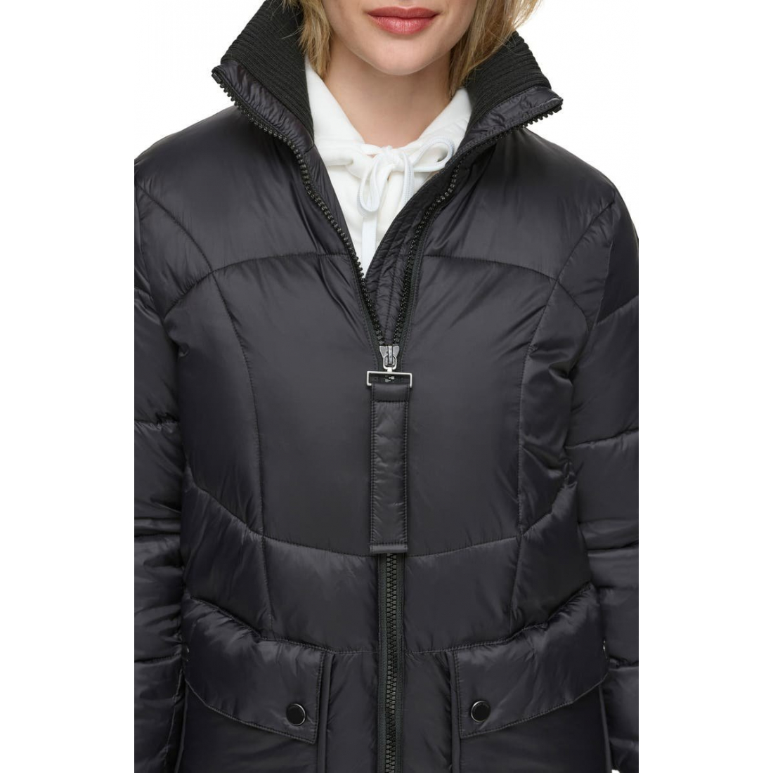 Veste matelassée 'Ribbed Collar Long' pour Femmes