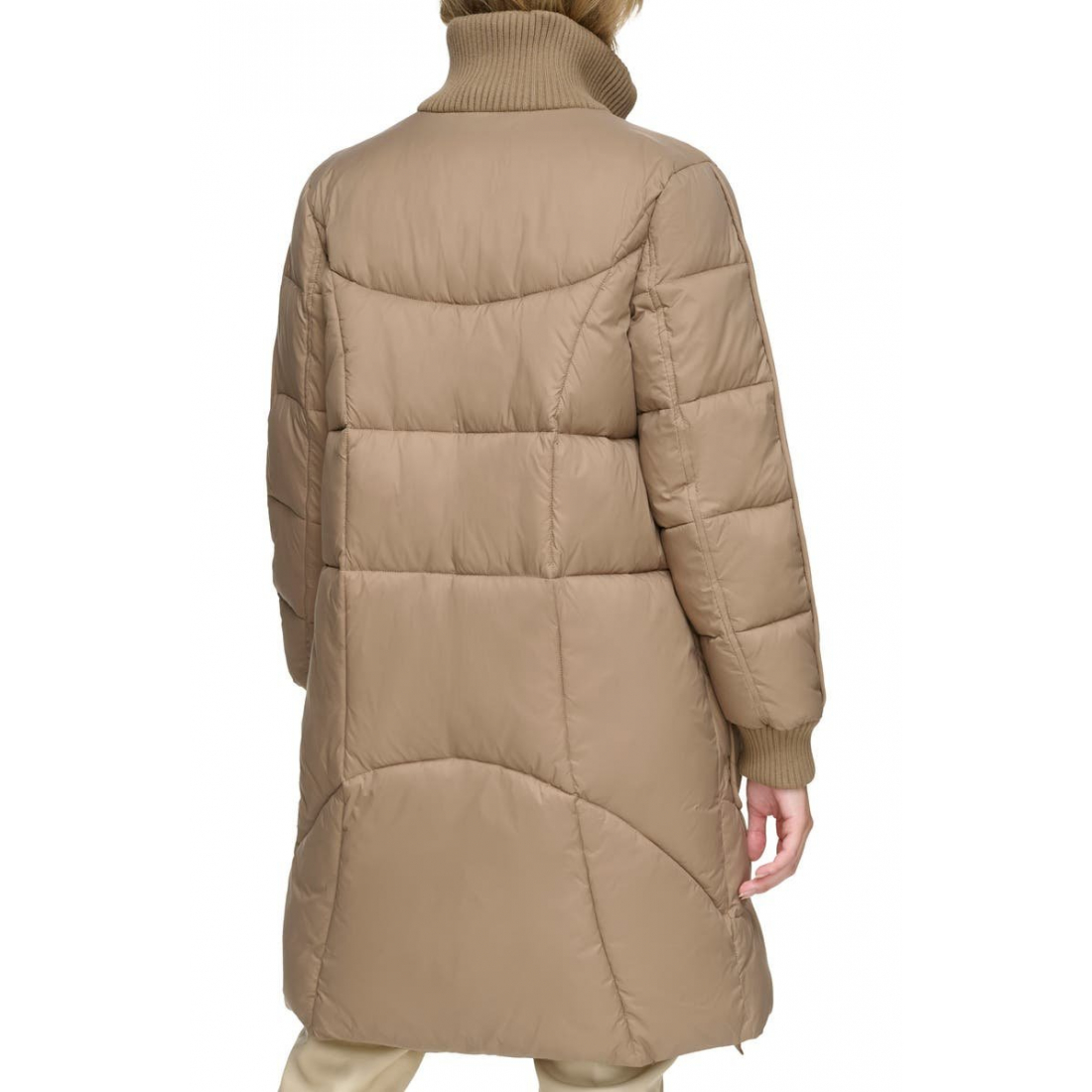 'Ribbed Collar Long' Pufferjacke für Damen