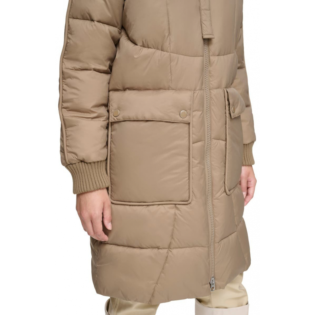 'Ribbed Collar Long' Pufferjacke für Damen