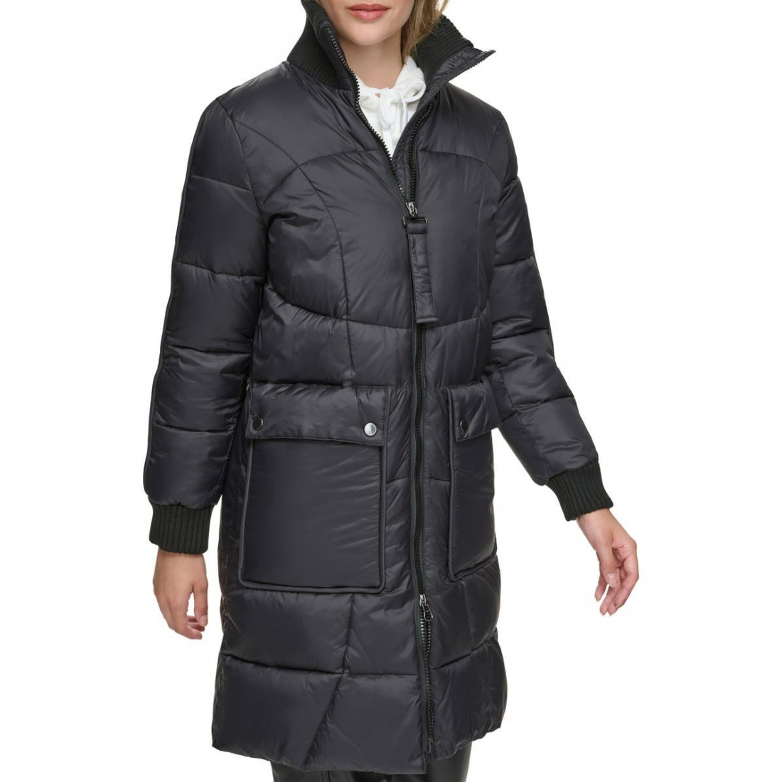 Veste matelassée 'Ribbed Collar Long' pour Femmes