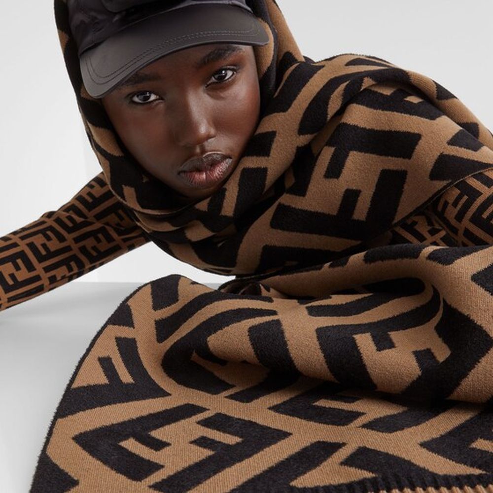 Écharpe en laine 'FF' pour Femmes