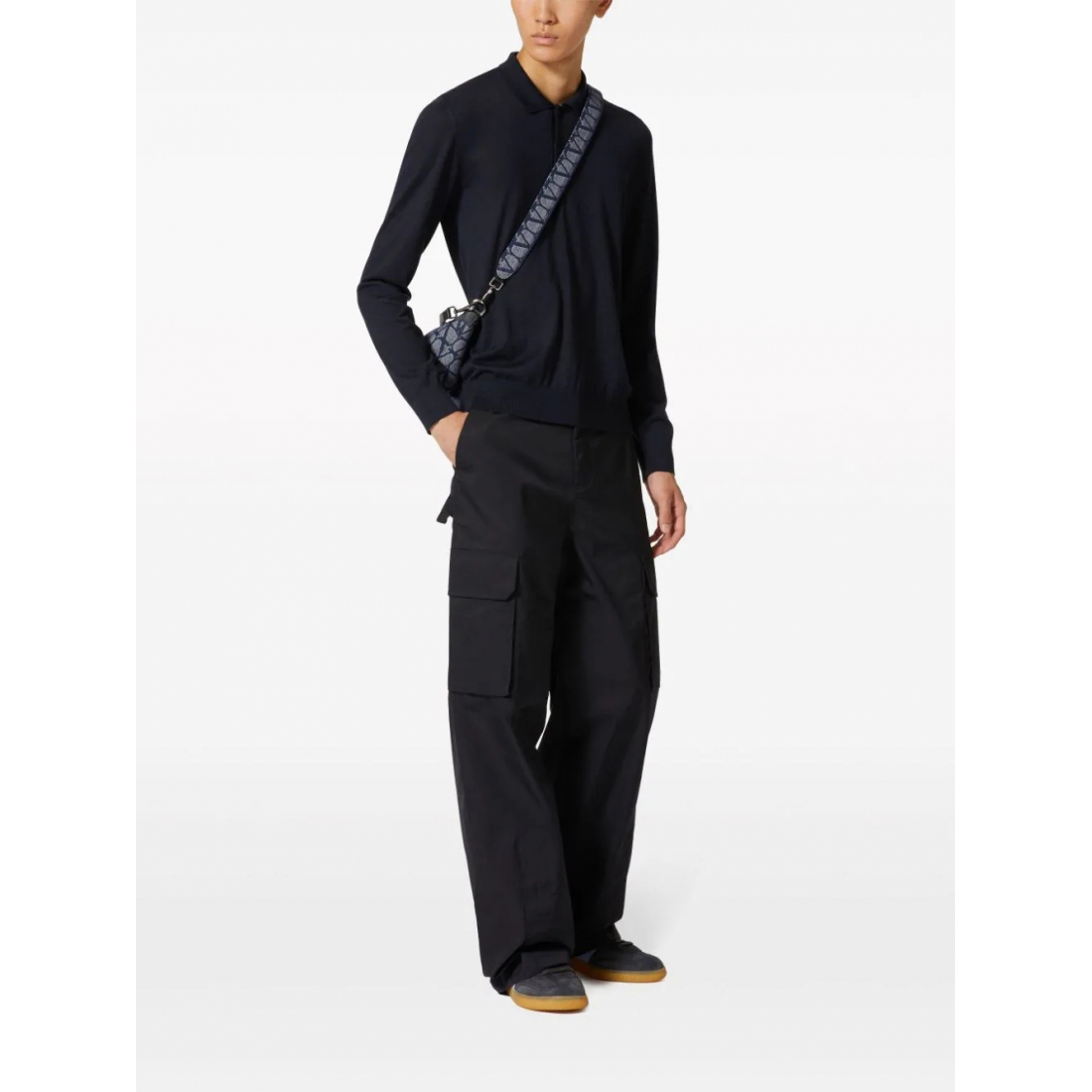 Men's 'VLogo Signature Embroidered' Long-Sleeve Polo Shirt