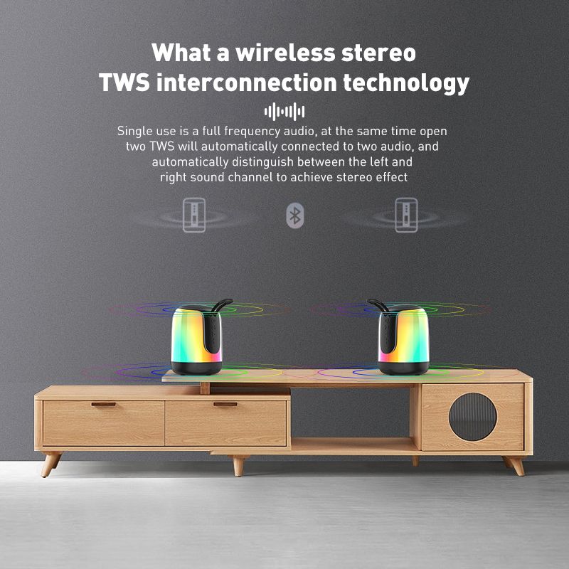 5-Watt-Bluetooth-Lautsprecher mit Dual-Pairing, kraftvollem Bass, Stereoklang und blinkender LED-Beleuchtung