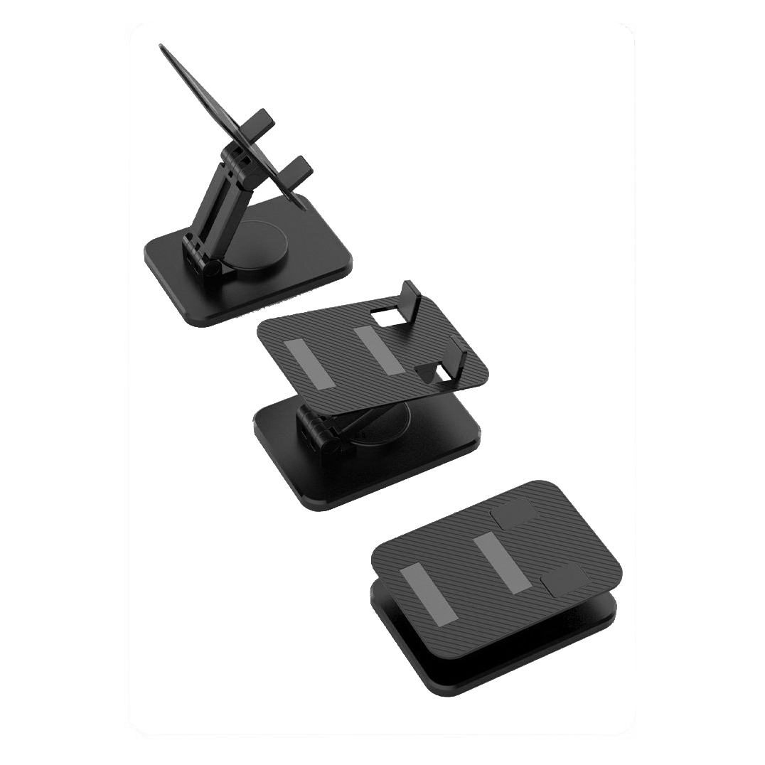 360° Rotating Universal Mobile Phone Stand, Foldable and Portable - Black