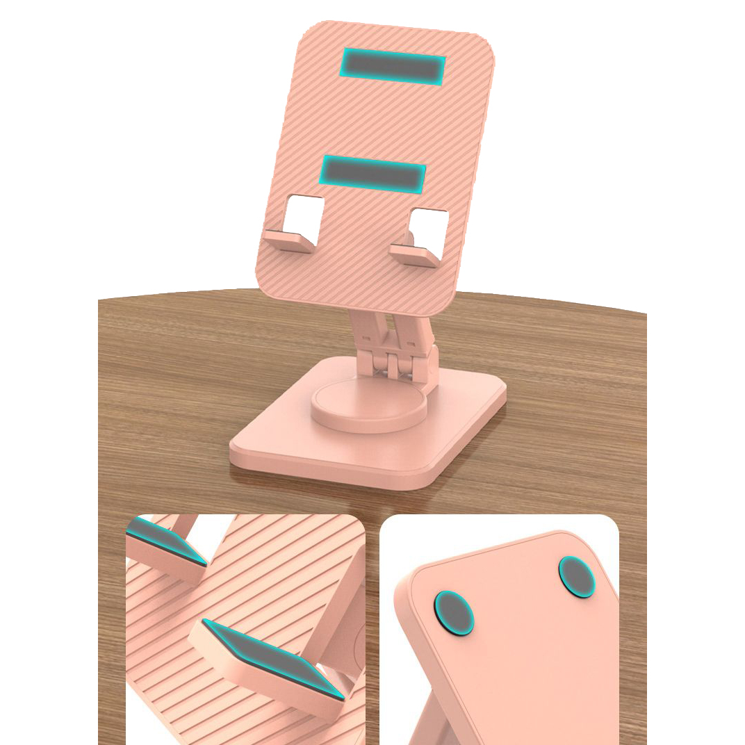 360° Rotating Universal Mobile Phone Stand, Foldable and Portable - Pink