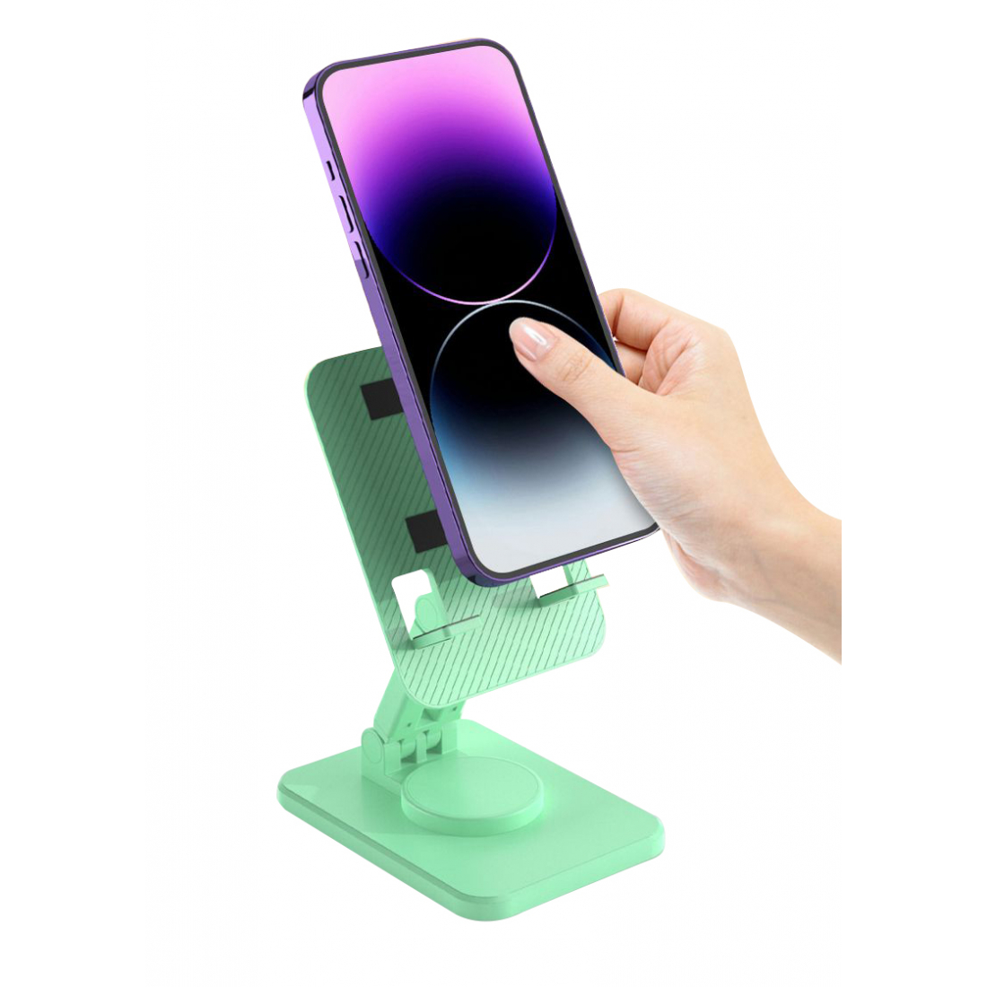 360° Rotating Universal Mobile Phone Stand, Foldable and Portable - Almond Green