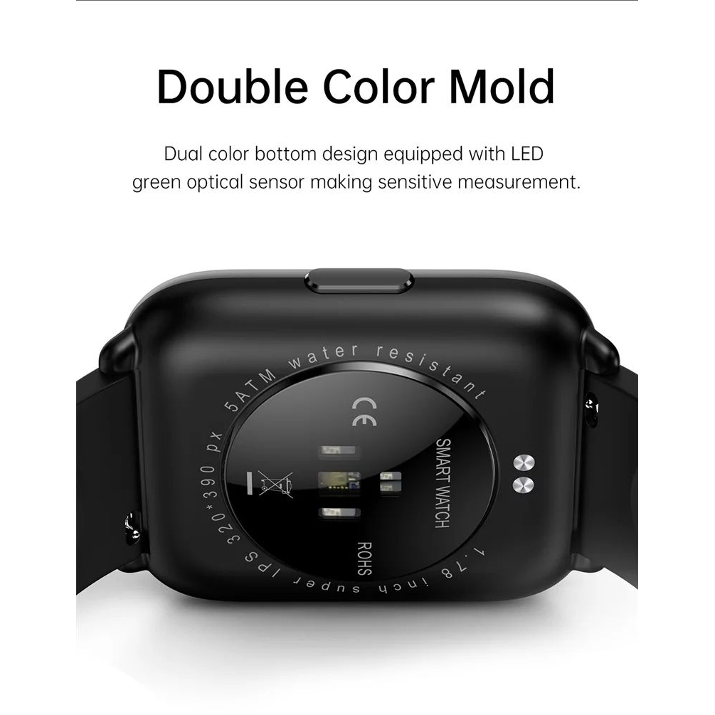 1,8-Zoll-Smartwatch – Schwarzes Silikon