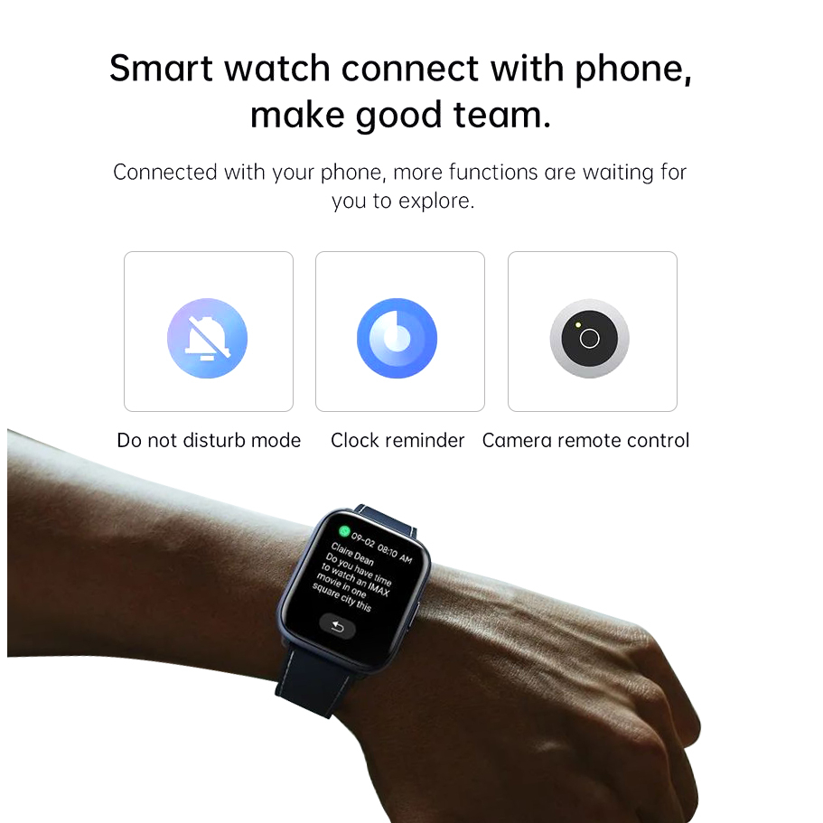 1,8-Zoll-Smartwatch – Schwarzes Silikon