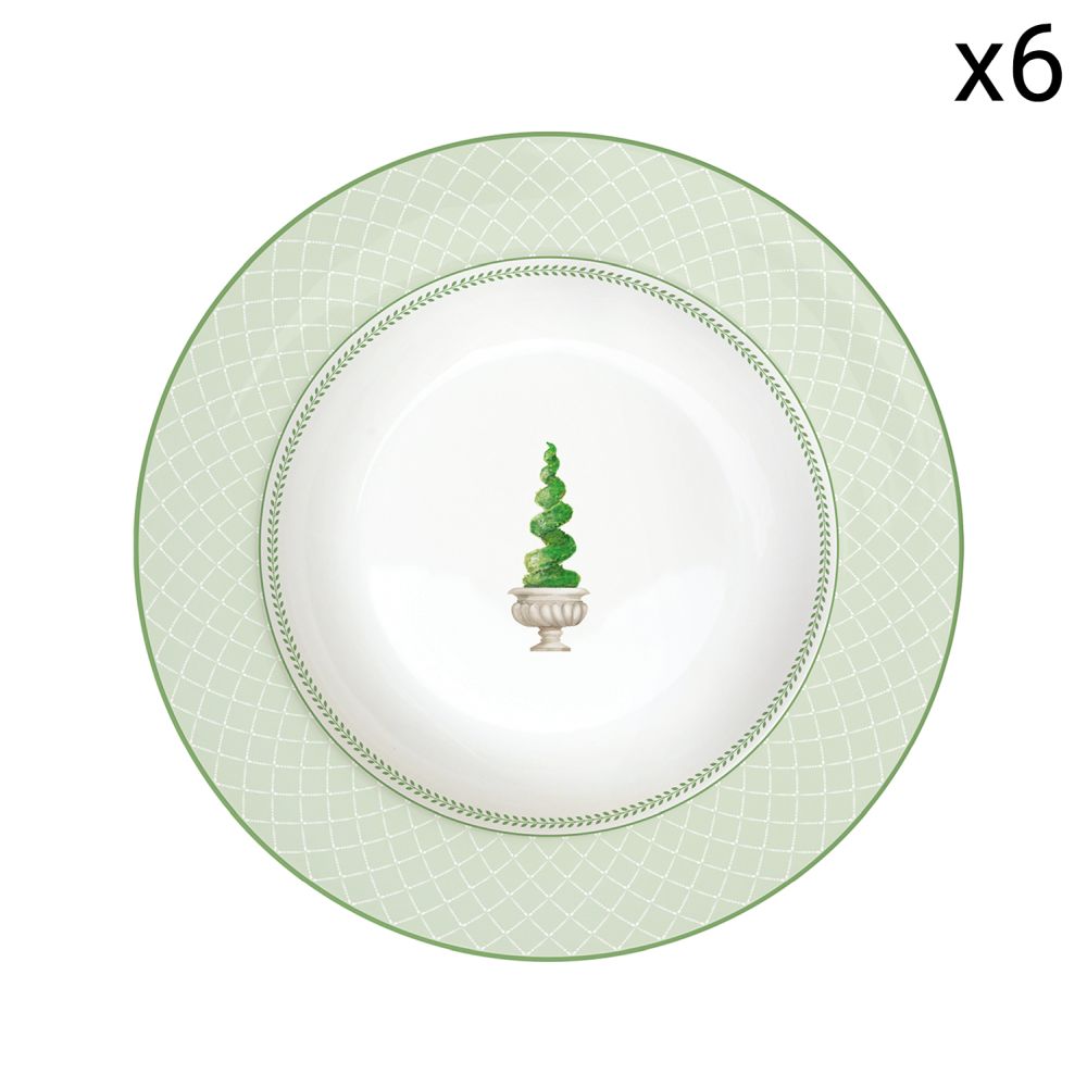 Set 6 Porcelain Soup Plate Ø 21,5 cm Topiary