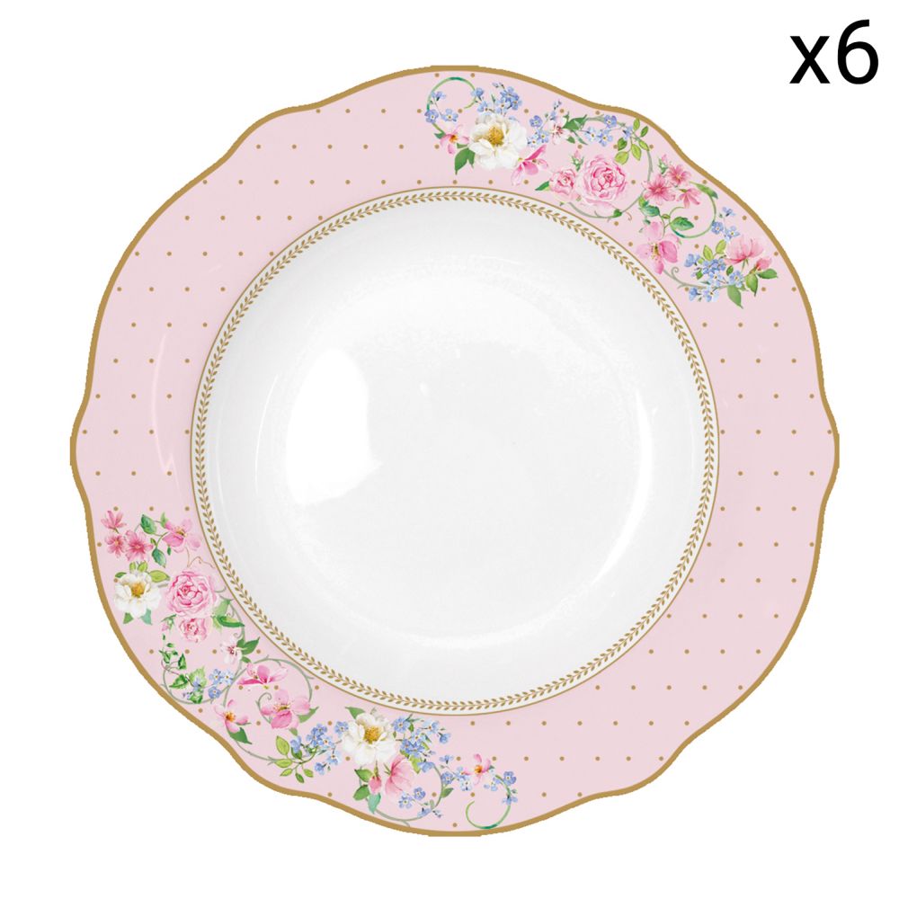 Set 6 Porzellan-Suppenteller Ø 23 cm Garden Joy