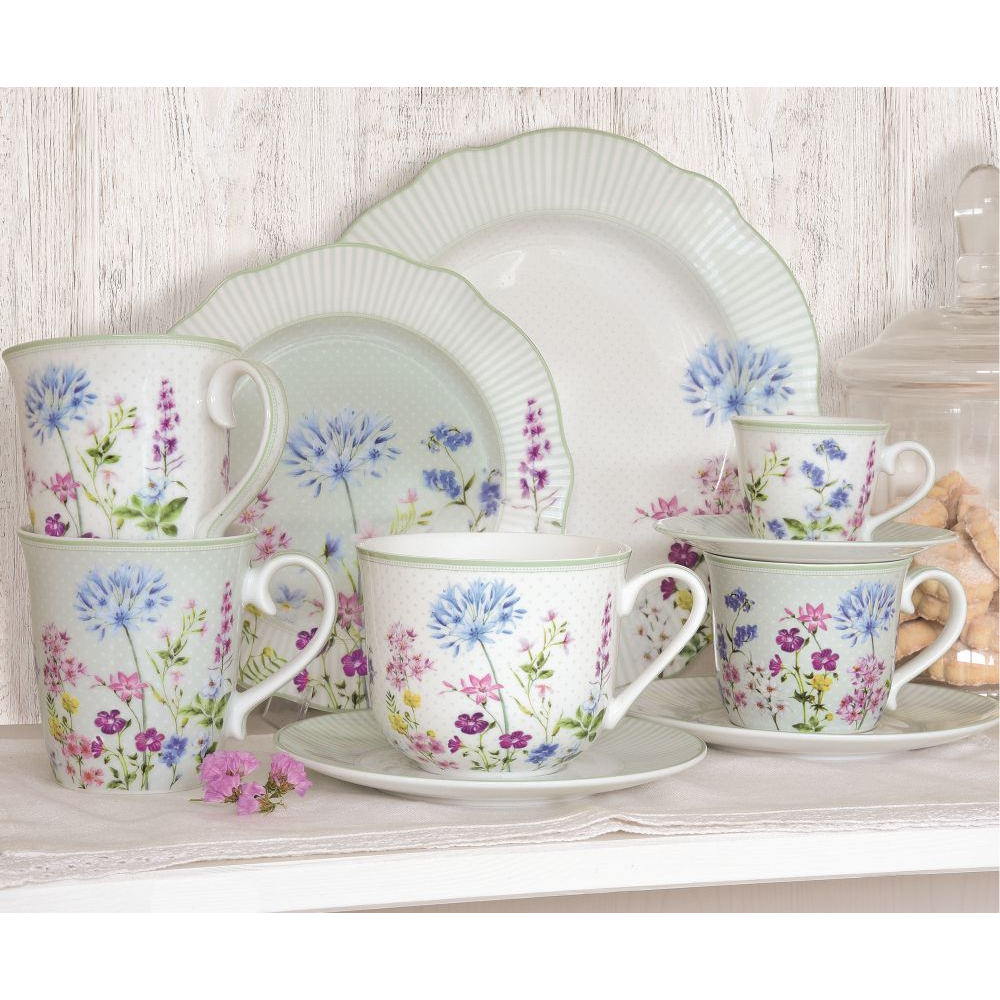 Set Mit 2 Porzellan-Kaffeetassen Und Untertassen (80 ml) In Farbbox Floraison