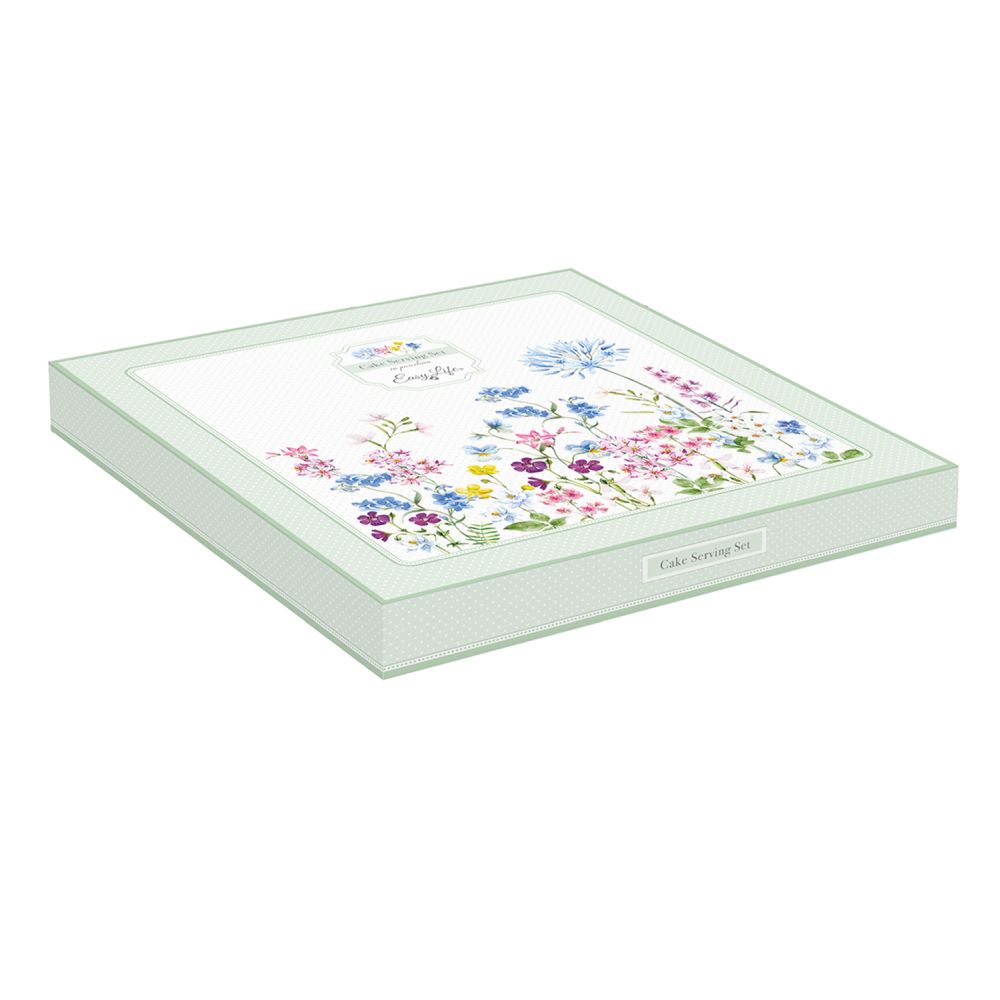 Porzellan-Kuchenheber-Set Ø 32 cm Mit Tortenheber In Farbbox Floraison