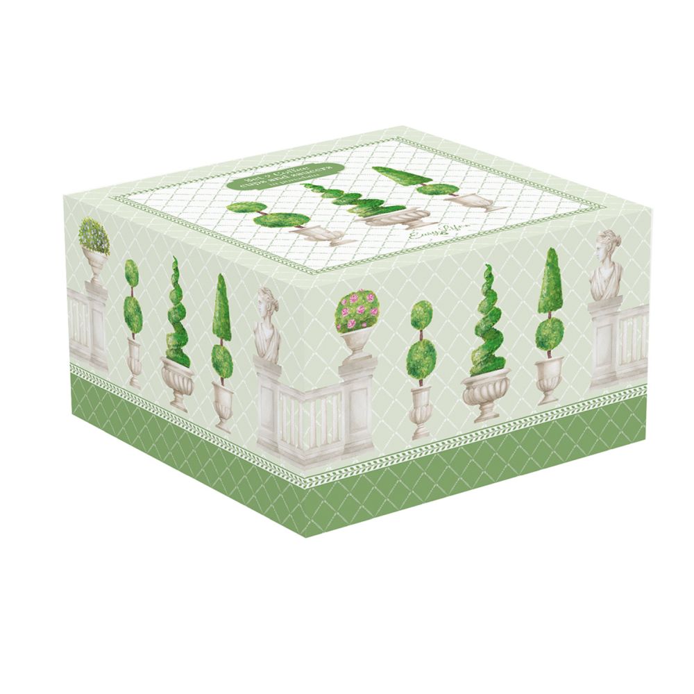 Set Mit 2 Kaffeetassen Und Untertassen Aus Porzellan, 80 ml, In Farbiger Box, Topiary