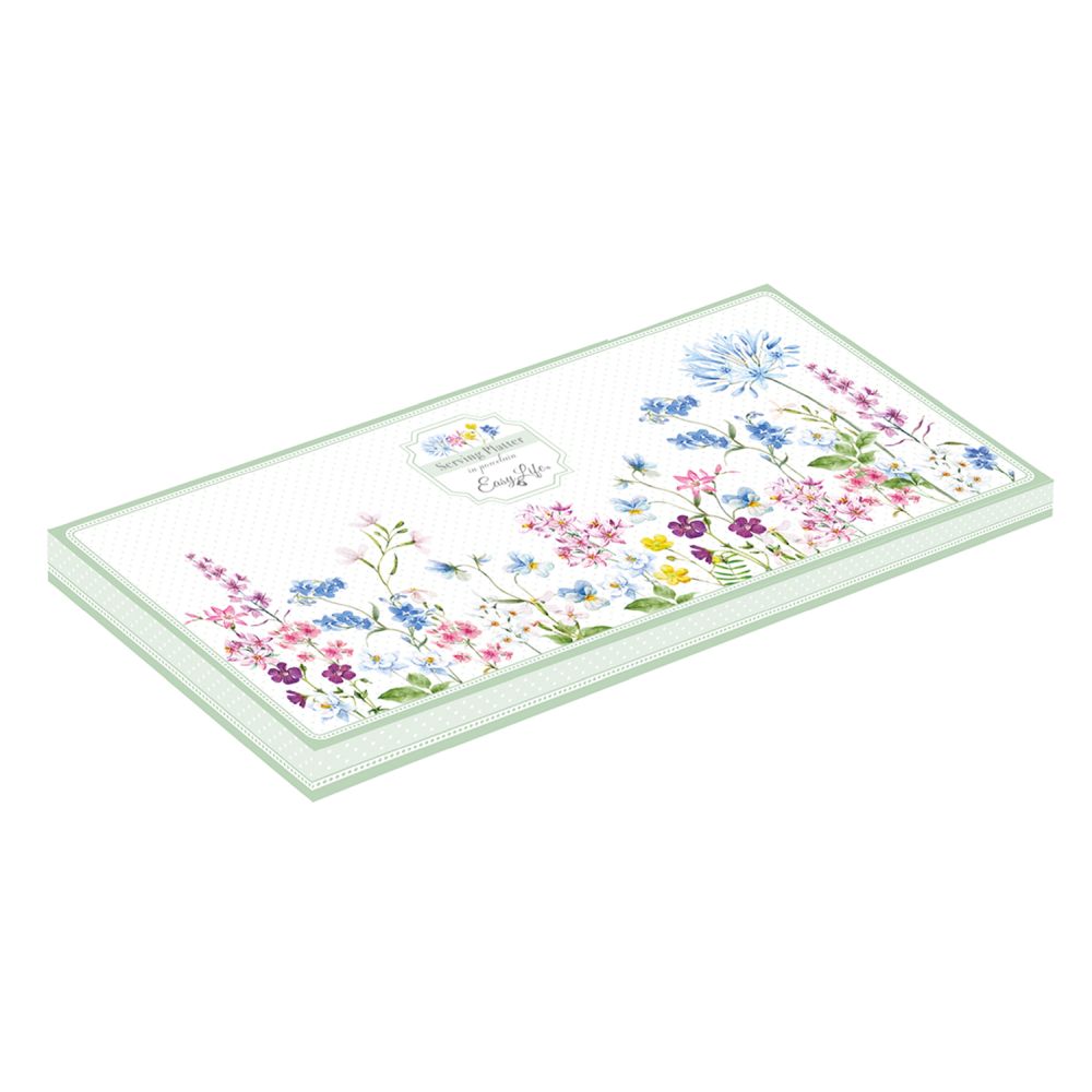 Ovale Servierplatte Aus Porzellan, 33,5 x 15 cm, In Farbbox Floraison