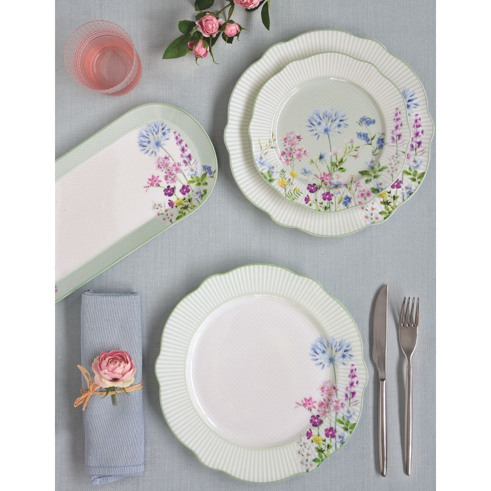 Ovale Servierplatte Aus Porzellan, 33,5 x 15 cm, In Farbbox Floraison